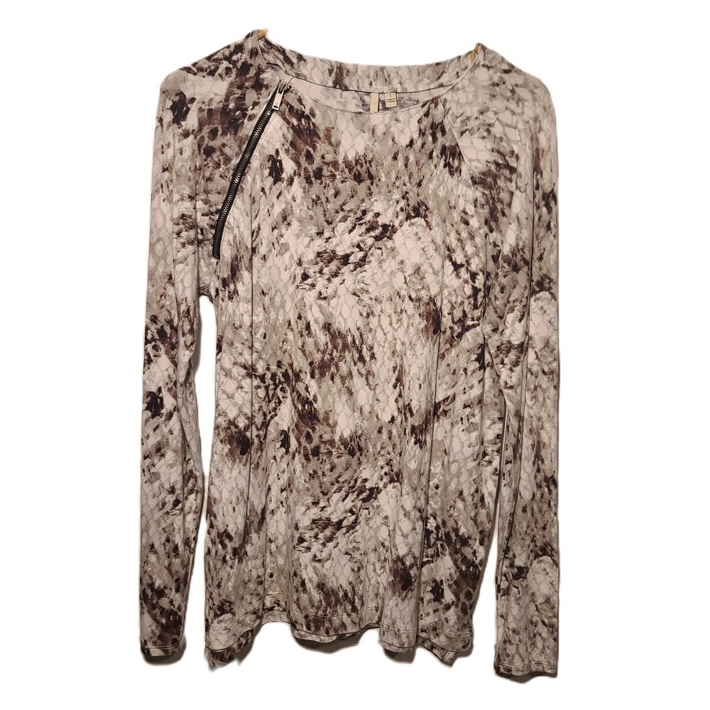 Calvin Klein Snake Skin Print Top With Zipper Shoulder Detail Women's Size Small